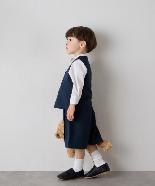 riziere（リジェール）の「センターシームハーフパンツ（ウエストゴム調整）（スーツパンツ・キッズ・ブラウン/ネイビー/カーキ系/グレー/ライトブラウン/ブラック・90/100/110/120/130/140/150/160）」の17枚目の写真