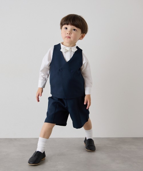 riziere（リジェール）の「センターシームハーフパンツ（ウエストゴム調整）（スーツパンツ・キッズ・ブラウン/ネイビー/カーキ系/グレー/ライトブラウン/ブラック・90/100/110/120/130/140/150/160）」の18枚目の写真