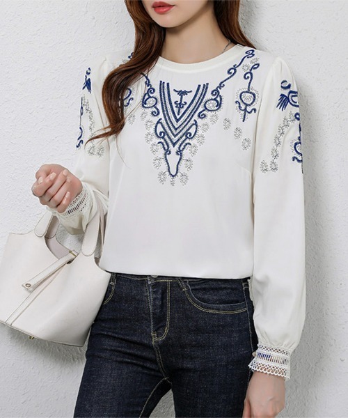 ONEP STAR(ワンピスター)の「刺繍入りレースブラウス(シャツ/ブラウス・レディース・ホワイト・MEDIUM/X-LARGE/LARGE)」の10枚目の写真