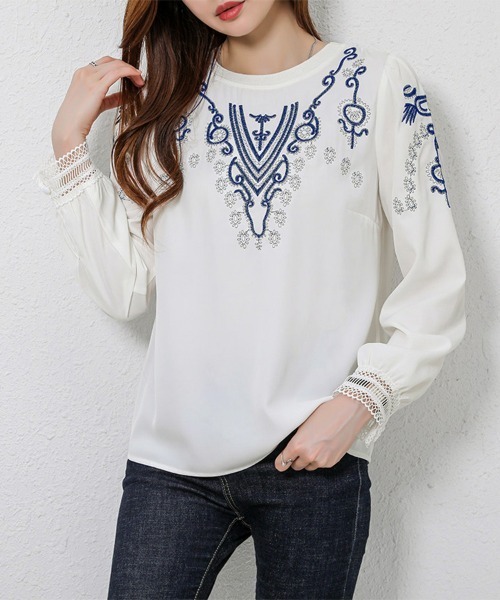 ONEP STAR(ワンピスター)の「刺繍入りレースブラウス(シャツ/ブラウス・レディース・ホワイト・MEDIUM/X-LARGE/LARGE)」の3枚目の写真