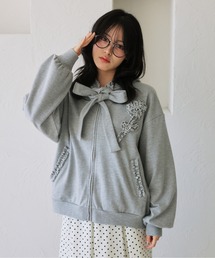 kutir | リボンフリルジップパーカー/ジップフーディ(パーカー)