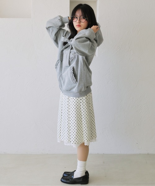 kutir（クティール）の「リボンフリルジップパーカー/ジップフーディ（パーカー・レディース・ブラウン/グレー・FREE）」の8枚目の写真