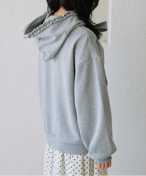 kutir（クティール）の「リボンフリルジップパーカー/ジップフーディ（パーカー・レディース・ブラウン/グレー・FREE）」の4枚目の写真