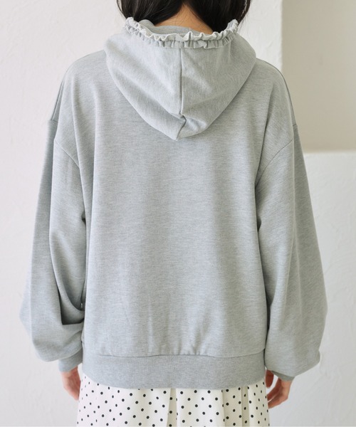 リボンフリルジップパーカー/ジップフーディ（パーカー）｜kutir