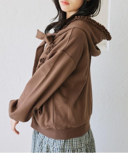 kutir（クティール）の「リボンフリルジップパーカー/ジップフーディ（パーカー・レディース・ブラウン/グレー・FREE）」の14枚目の写真