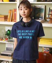 FFEIN（フェイン）の「【FFEIN（フェイン）】ぼかしメッセージロゴショート丈Tシャツ / Tシャツ クルーネック 半袖 プリント ぼかし 【短丈】（Tシャツ/カットソー）」