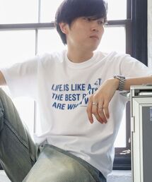 【FFEIN(フェイン)】ぼかしメッセージロゴショート丈Tシャツ / Tシャツ クルーネック 半袖 プリント ぼかし 【短丈】