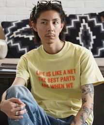 FFEIN | 【FFEIN（フェイン）】ぼかしメッセージロゴショート丈Tシャツ / Tシャツ クルーネック 半袖 プリント ぼかし 【短丈】(Tシャツ/カットソー)