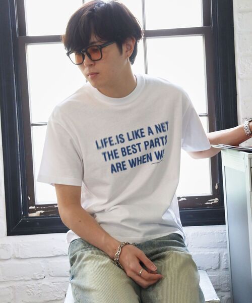 FFEIN(フェイン)の「【FFEIN(フェイン)】ぼかしメッセージロゴショート丈Tシャツ / Tシャツ クルーネック 半袖 プリント ぼかし 【短丈】(Tシャツ/カットソー・メンズ・ネイビー/レモンイエロー/レッド/ホワイト・LARGE/MEDIUM/SMALL)」の19枚目の写真