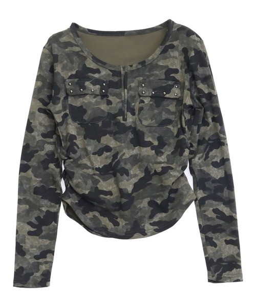 ANAP(アナップ)の「カーゴ ポケット スタッズ カモフラ トップス(Tシャツ/カットソー・レディース・カーキ/グレー・F)」の14枚目の写真