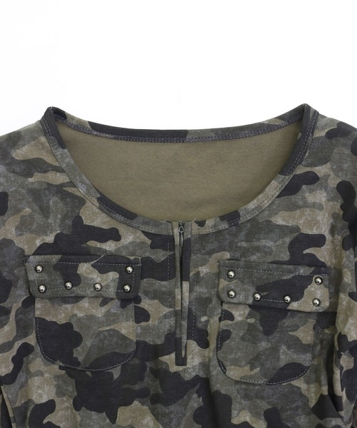 ANAP(アナップ)の「カーゴ ポケット スタッズ カモフラ トップス(Tシャツ/カットソー・レディース・カーキ/グレー・F)」の16枚目の写真
