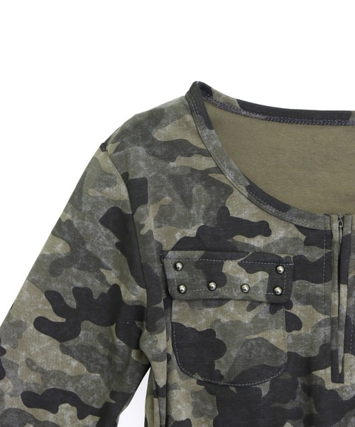ANAP(アナップ)の「カーゴ ポケット スタッズ カモフラ トップス(Tシャツ/カットソー・レディース・カーキ/グレー・F)」の17枚目の写真