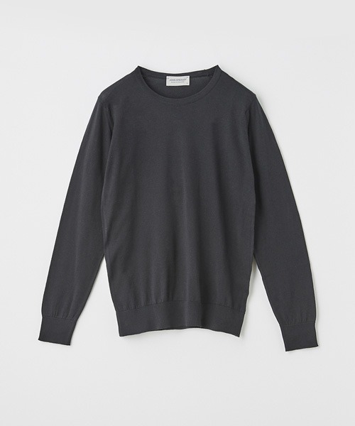 JOHN SMEDLEY(ジョンスメドレー)の「クルーネック長袖コットンニットプルオーバー(ニット/セーター・レディース・ブラック・S/L)」の1枚目の写真
