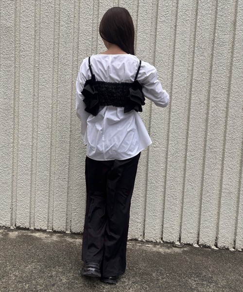 merrylatte（メリーラテ）の「FRILL BUSTIER【IROHANI】（キャミソール・レディース・アイボリー/ブラック・FREE）」の9枚目の写真