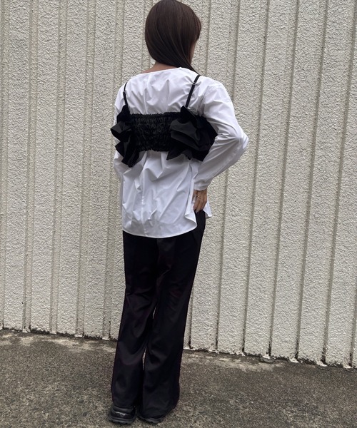 merrylatte（メリーラテ）の「FRILL BUSTIER【IROHANI】（キャミソール・レディース・アイボリー/ブラック・FREE）」の10枚目の写真