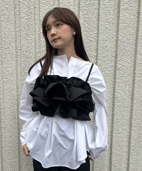 merrylatte（メリーラテ）の「FRILL BUSTIER【IROHANI】（キャミソール・レディース・アイボリー/ブラック・FREE）」の15枚目の写真