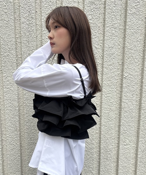 merrylatte（メリーラテ）の「FRILL BUSTIER【IROHANI】（キャミソール・レディース・アイボリー/ブラック・FREE）」の16枚目の写真
