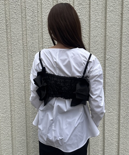 merrylatte（メリーラテ）の「FRILL BUSTIER【IROHANI】（キャミソール・レディース・アイボリー/ブラック・FREE）」の18枚目の写真