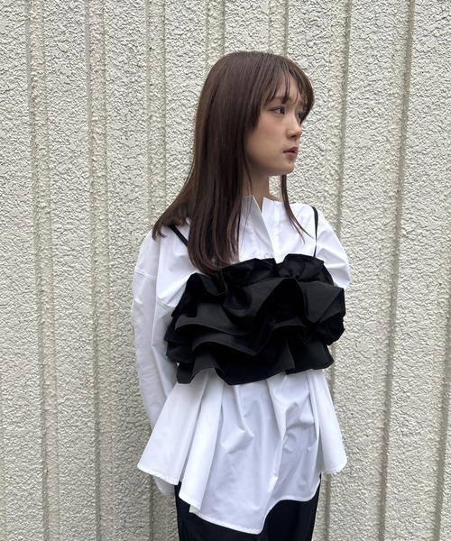 merrylatte（メリーラテ）の「FRILL BUSTIER【IROHANI】（キャミソール・レディース・アイボリー/ブラック・FREE）」の21枚目の写真