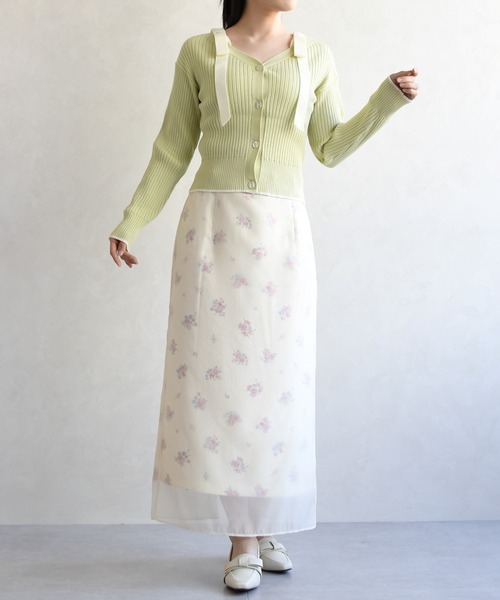 31 Sons de mode(トランテアン ソン ドゥ モード)の「2026春夏新作 肩リボン配色ニット(ニット/セーター・レディース・ネイビー/オフホワイト/ライトグリーン・フリ-)」の14枚目の写真