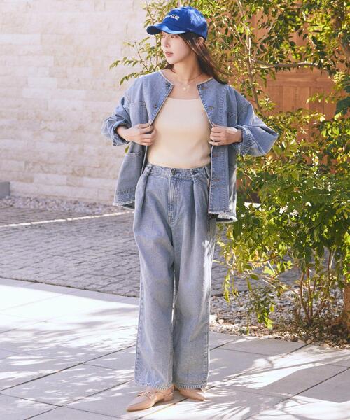 earth music&ecology（アースミュージックアンドエコロジー）の「ポケットレースデニムパンツ（デニムパンツ・レディース・ライトインディゴブルー・S/M）」の3枚目の写真