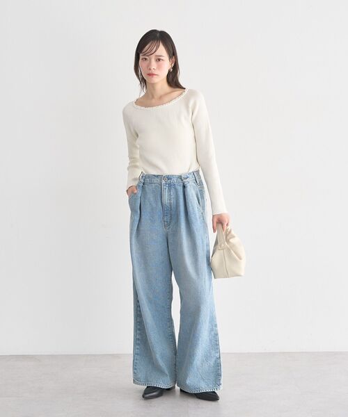 earth music&ecology（アースミュージックアンドエコロジー）の「ポケットレースデニムパンツ（デニムパンツ・レディース・ライトインディゴブルー・S/M）」の8枚目の写真