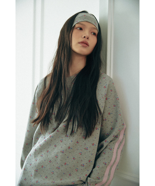 KOOKEESEE(クキシ)の「ワッフルラグランスリーブTシャツ_フラワー_メランジ(Tシャツ/カットソー・レディース・その他・FREE)」の2枚目の写真