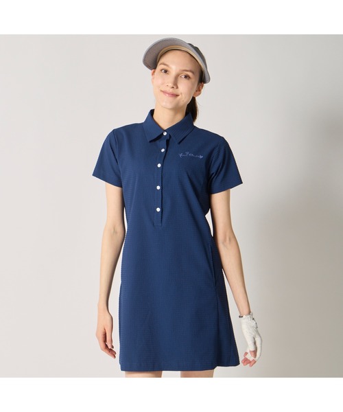 marie claire（マリ・クレール）の「marie claire GOLF/マリクレール ゴルフ ゴルフウェア ストレッチ UVカット さらっと快適 ワンピース（ワンピース・レディース・グレー/ネイビー/ピンク・LL/L/M/3L）」の2枚目の写真