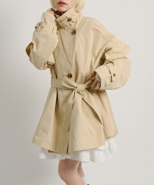 w closet(ダブルクローゼット)の「フリルトレンチコート(トレンチコート・レディース・ネイビー/ベージュ・FREE)」の1枚目の写真