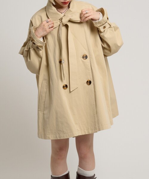 w closet(ダブルクローゼット)の「フリルトレンチコート(トレンチコート・レディース・ネイビー/ベージュ・FREE)」の7枚目の写真