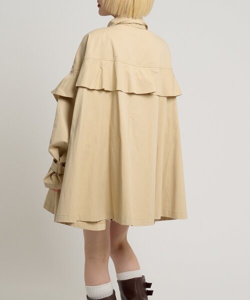 w closet(ダブルクローゼット)の「フリルトレンチコート(トレンチコート・レディース・ネイビー/ベージュ・FREE)」の10枚目の写真