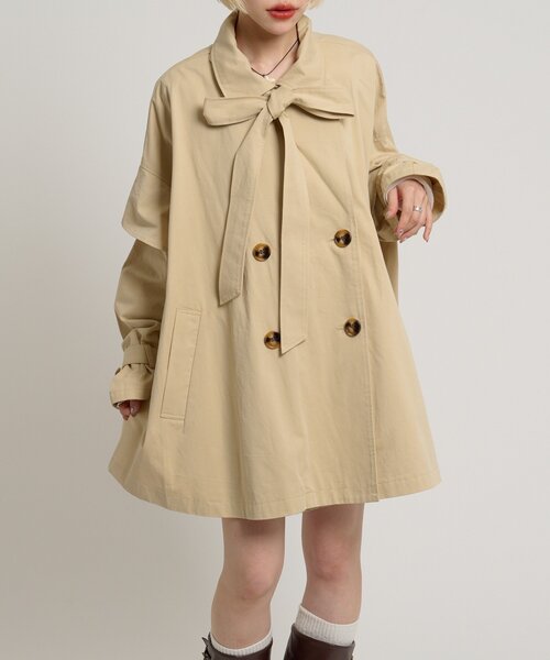 w closet(ダブルクローゼット)の「フリルトレンチコート(トレンチコート・レディース・ネイビー/ベージュ・FREE)」の12枚目の写真