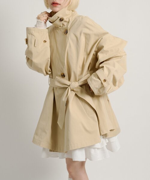 w closet(ダブルクローゼット)の「フリルトレンチコート(トレンチコート・レディース・ネイビー/ベージュ・FREE)」の19枚目の写真