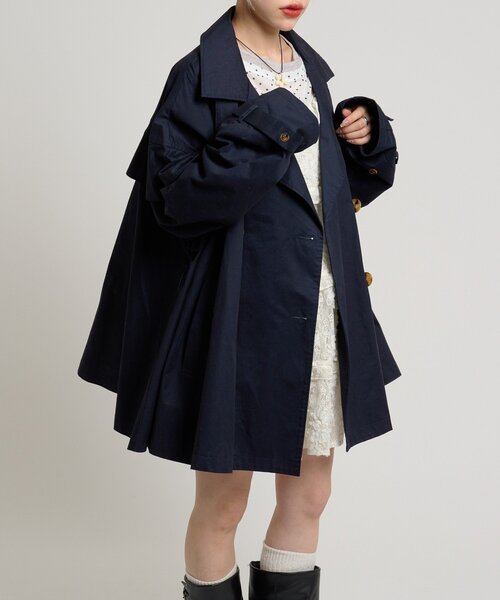 w closet(ダブルクローゼット)の「フリルトレンチコート(トレンチコート・レディース・ネイビー/ベージュ・FREE)」の21枚目の写真