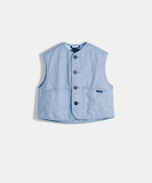 LAVENHAM（ラベンハム）の「Linen Cotton Cropped Cocoon Thornham Womens / リネン コットン クロップド コクーン ソーンハム ウィメンズ（ベスト・レディース・ライトブルー/ホワイト・10/12/8）」の3枚目の写真