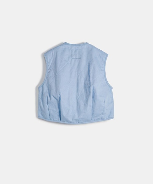 LAVENHAM（ラベンハム）の「Linen Cotton Cropped Cocoon Thornham Womens / リネン コットン クロップド コクーン ソーンハム ウィメンズ（ベスト・レディース・ライトブルー/ホワイト・10/12/8）」の4枚目の写真