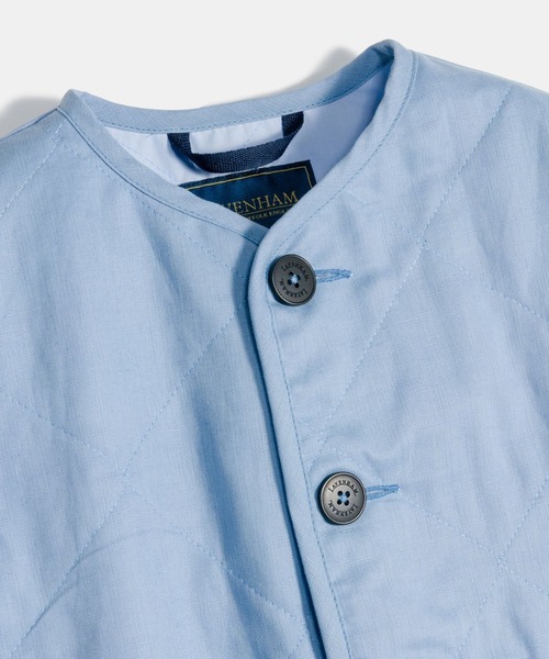 LAVENHAM（ラベンハム）の「Linen Cotton Cropped Cocoon Thornham Womens / リネン コットン クロップド コクーン ソーンハム ウィメンズ（ベスト・レディース・ライトブルー/ホワイト・10/12/8）」の5枚目の写真
