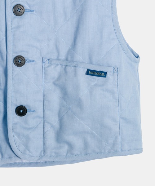LAVENHAM（ラベンハム）の「Linen Cotton Cropped Cocoon Thornham Womens / リネン コットン クロップド コクーン ソーンハム ウィメンズ（ベスト・レディース・ライトブルー/ホワイト・10/12/8）」の6枚目の写真