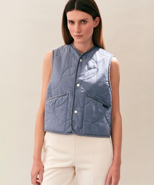 LAVENHAM（ラベンハム）の「Linen Cotton Cropped Cocoon Thornham Womens / リネン コットン クロップド コクーン ソーンハム ウィメンズ（ベスト・レディース・ライトブルー/ホワイト・10/12/8）」の16枚目の写真