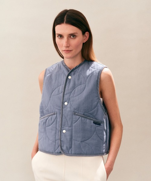 LAVENHAM（ラベンハム）の「Linen Cotton Cropped Cocoon Thornham Womens / リネン コットン クロップド コクーン ソーンハム ウィメンズ（ベスト・レディース・ライトブルー/ホワイト・10/12/8）」の17枚目の写真