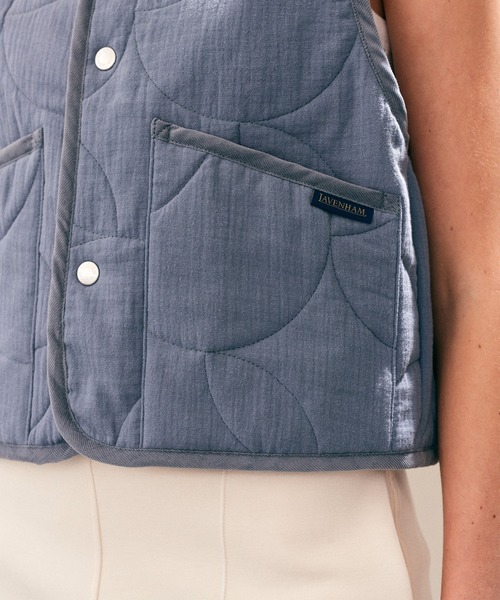 LAVENHAM（ラベンハム）の「Linen Cotton Cropped Cocoon Thornham Womens / リネン コットン クロップド コクーン ソーンハム ウィメンズ（ベスト・レディース・ライトブルー/ホワイト・10/12/8）」の19枚目の写真