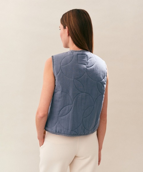 LAVENHAM（ラベンハム）の「Linen Cotton Cropped Cocoon Thornham Womens / リネン コットン クロップド コクーン ソーンハム ウィメンズ（ベスト・レディース・ライトブルー/ホワイト・10/12/8）」の18枚目の写真