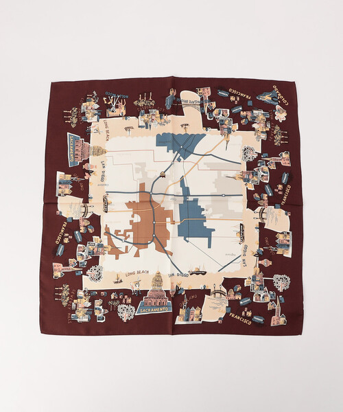 K.T KIYOKO TAKASE(キヨコタカセ)の「プリント プチスカーフ(ストール/ショール・レディース・ブルー系その他/バーガンディー・FREE)」の2枚目の写真