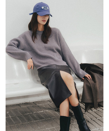 Bottom Logo Solid Knit Charcoal