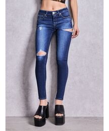 GYDA | ジャストウエストSIDE RIPPEDスキニーデニムパンツ(デニムパンツ)