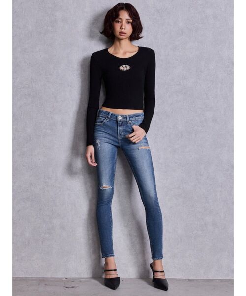 GYDA（ジェイダ）の「ジャストウエストSIDE RIPPEDスキニーデニムパンツ（デニムパンツ・レディース・インディゴブルー/ブルー・X-SMALL/MEDIUM/SMALL）」の22枚目の写真