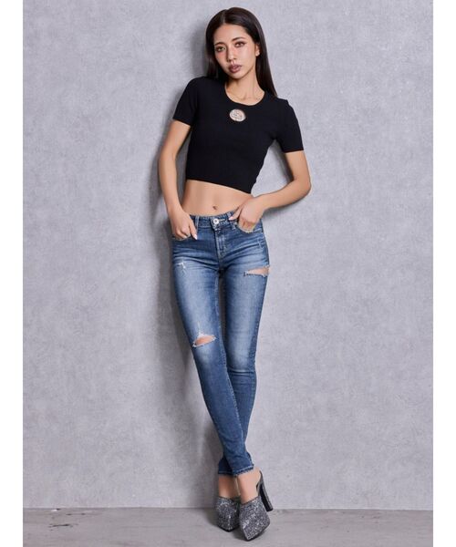 GYDA(ジェイダ)の「ジャストウエストSIDE RIPPEDスキニーデニムパンツ(デニムパンツ・レディース・インディゴブルー/ブルー・X-SMALL/MEDIUM/SMALL)」の15枚目の写真