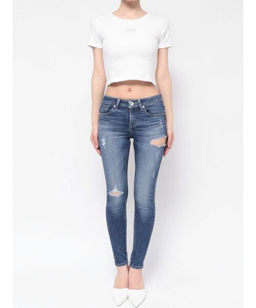 GYDA（ジェイダ）の「ジャストウエストSIDE RIPPEDスキニーデニムパンツ（デニムパンツ・レディース・インディゴブルー/ブルー・X-SMALL/MEDIUM/SMALL）」の6枚目の写真