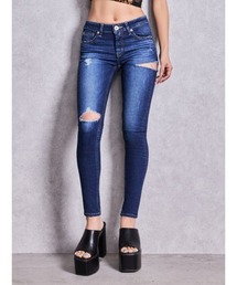 GYDA | ジャストウエストSIDE RIPPEDスキニーデニムパンツ(デニムパンツ)