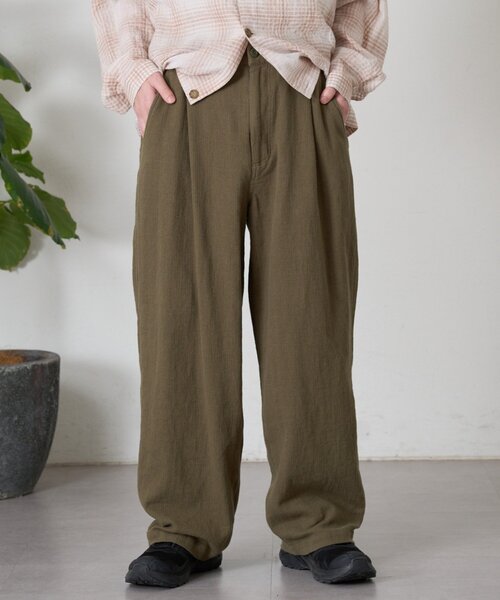 CIAOPANIC TYPY（チャオパニックティピー）の「【ユニセックス】コットンリネンブッチャーパンツ（スラックス・メンズ・チャコールグレー/ホワイト系その他/カーキ・LARGE/MEDIUM）」の3枚目の写真